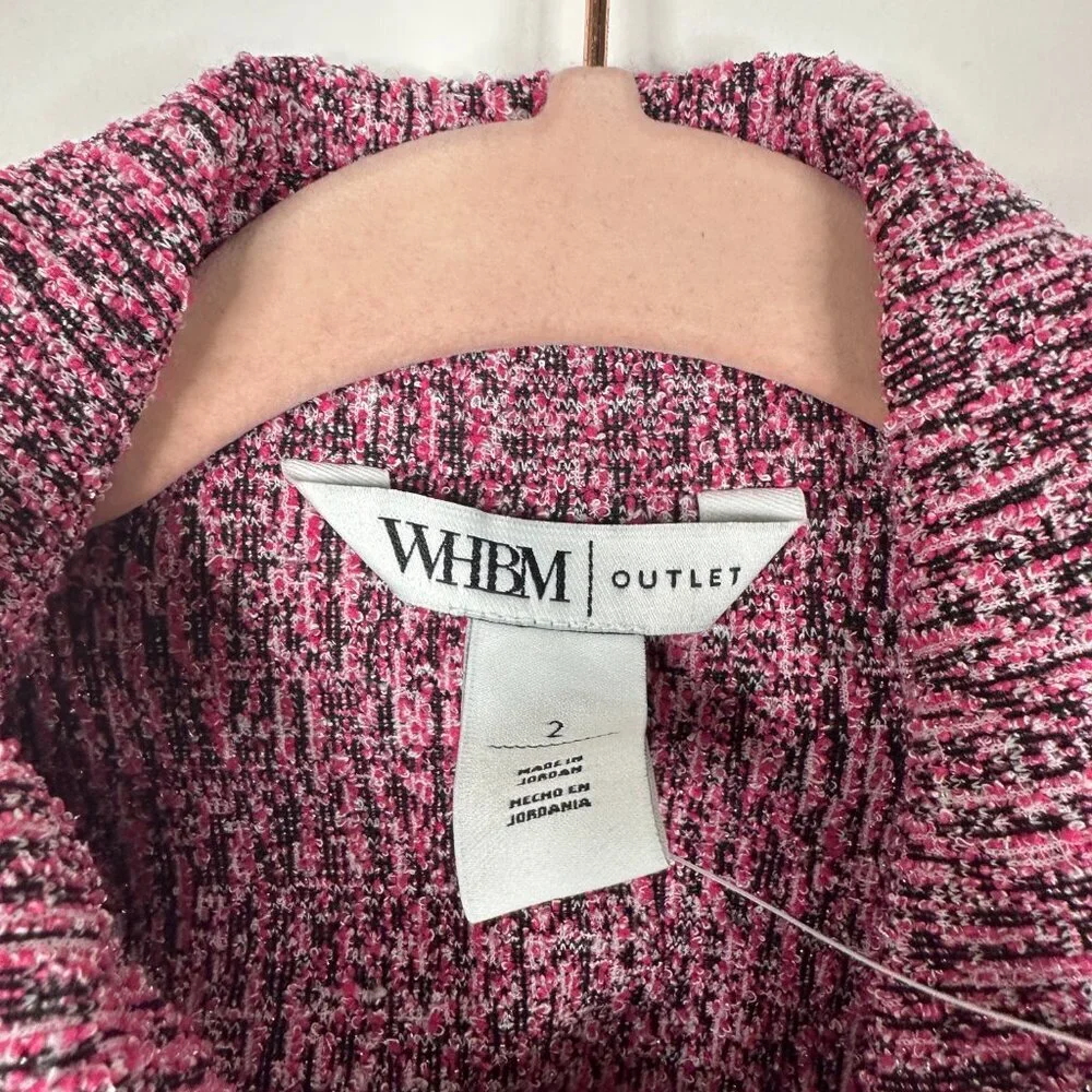 NWT White House Black Market Long Sleeve Boucle Moto Jacket Carmine 2